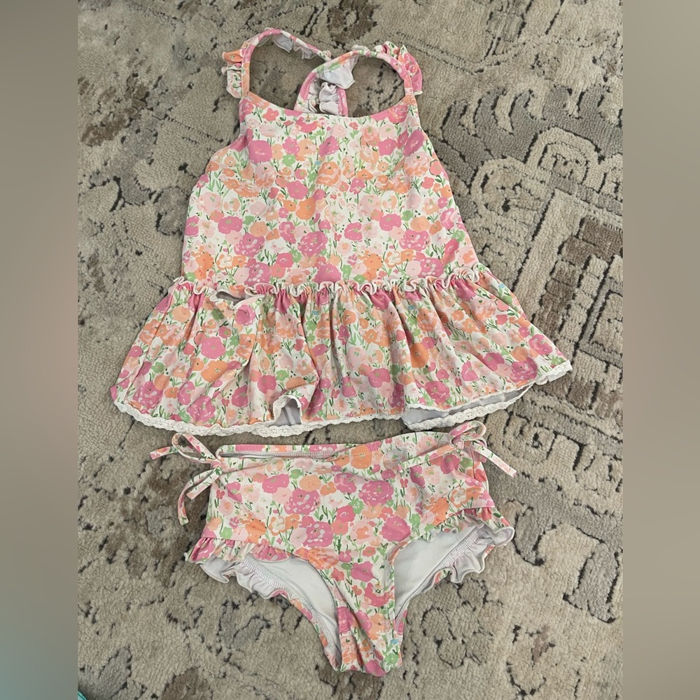 SweetHoney Floral Two-Piece Swim Set - Pink, Peach & Green